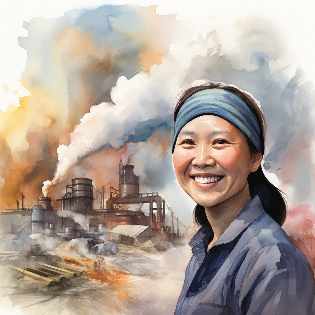 millennial smiling while city burns